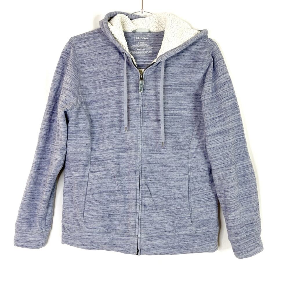 L.L.Bean Periwinkle Women's Small Zip Sherpa Sweatshirt Jacket Blue Purple